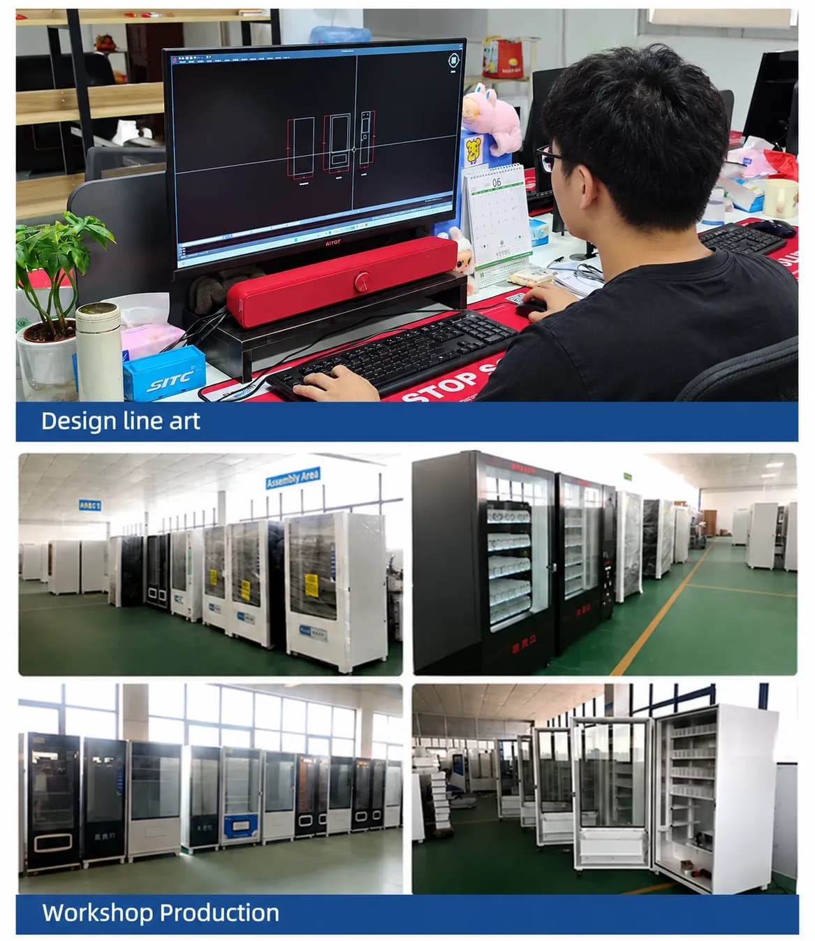 Vending machine engineering drawings and BOHOL workshop assembly areas